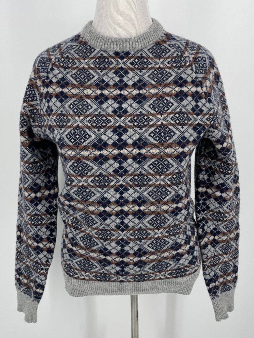 J.Crew 100% Lambswool Blue Grey Crewneck Sweater Mens M Fair Trade